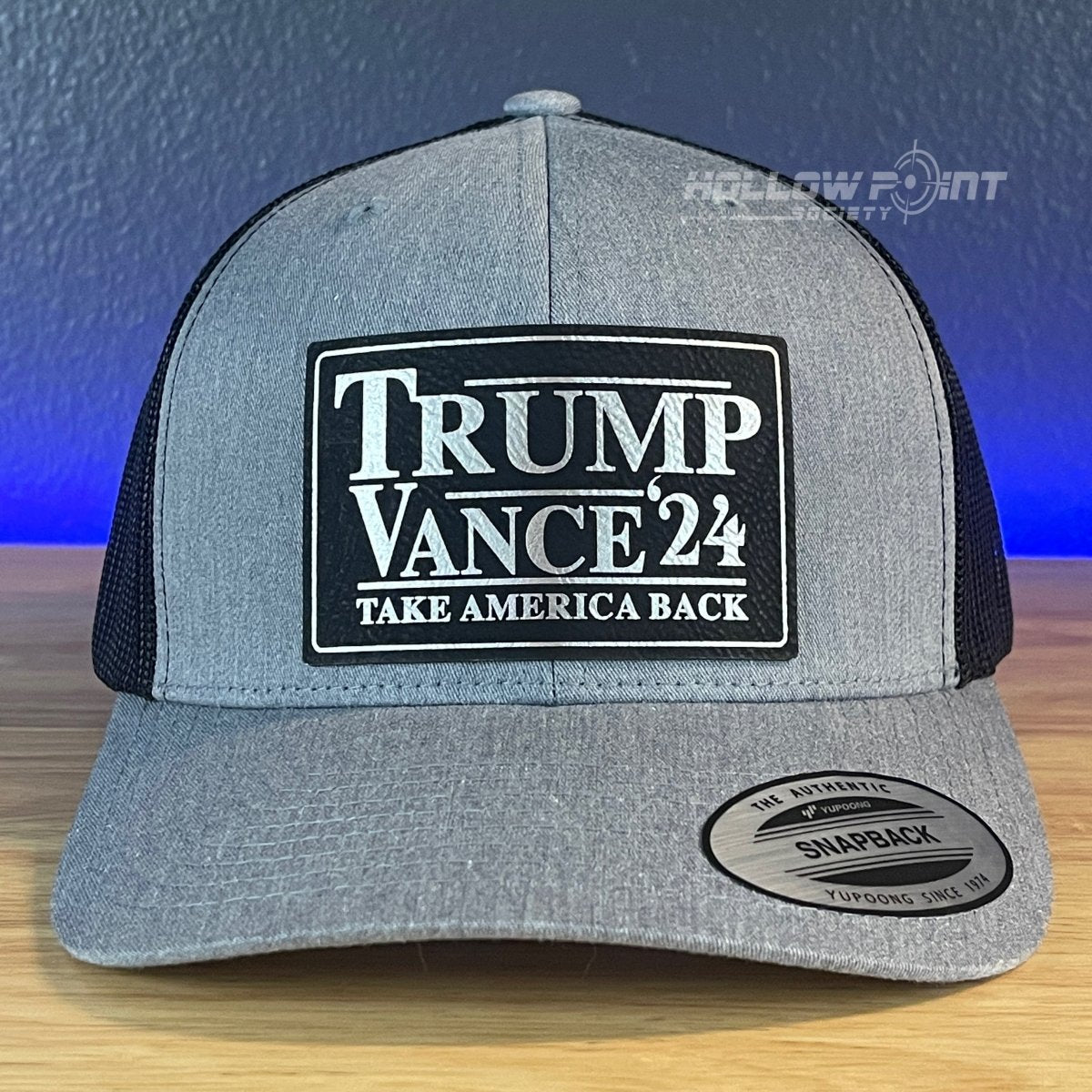 TRUMP VANCE 2024 Take America Back SnapBack Trucker Blk/Silver Leather Patch Hat Patch Hat