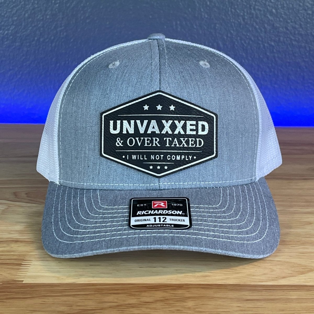 UNVAXXED & OVER TAXED Leather Patch Hat Black/Silver Patch Hat