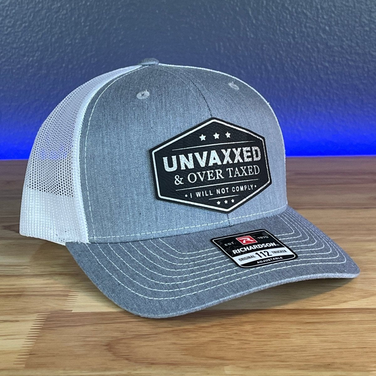 UNVAXXED & OVER TAXED Leather Patch Hat Black/Silver Patch Hat