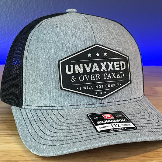 UNVAXXED & OVER TAXED Leather Patch Hat BLK/SILVER Patch Hat