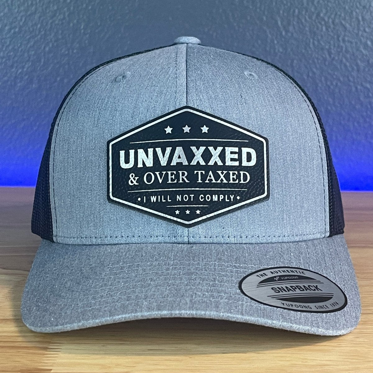 UNVAXXED & OVER TAXED Leather Patch Hat BLK/SILVER Patch Hat