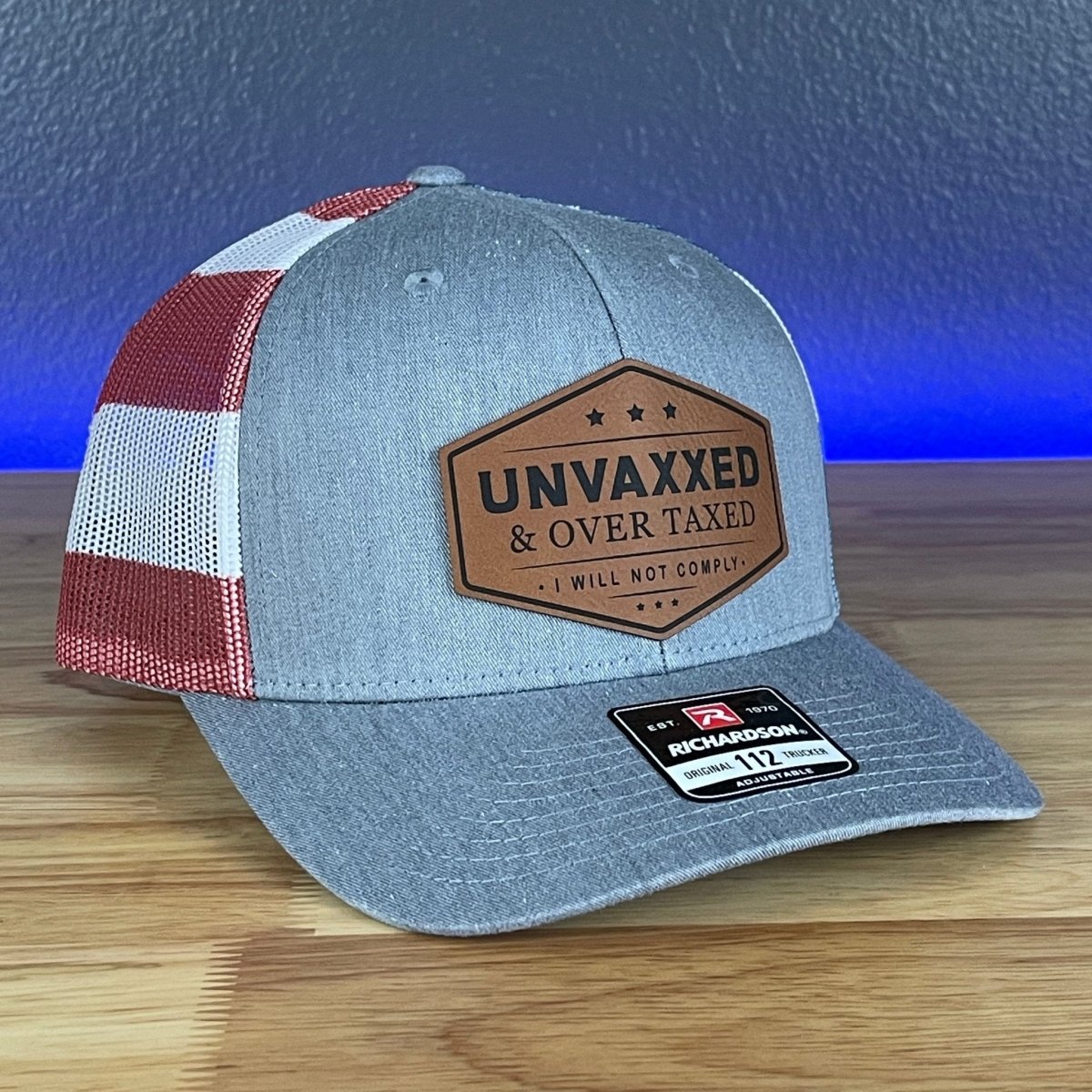 UNVAXXED & OVER TAXED Leather Patch Hat Rawhide Patch Hat