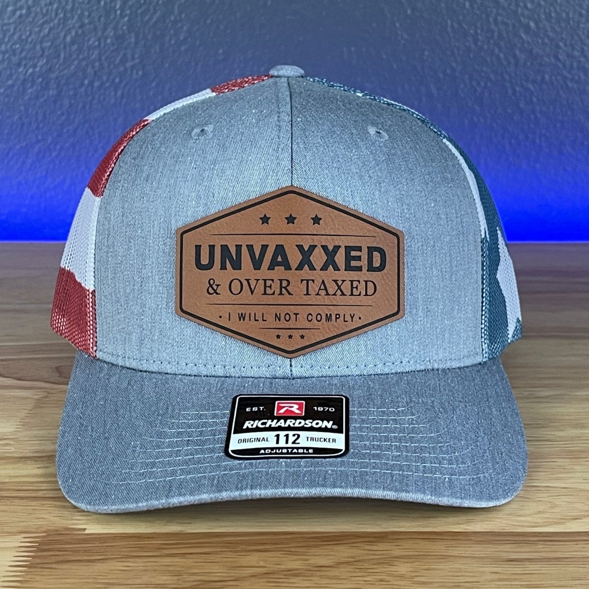 UNVAXXED & OVER TAXED Leather Patch Hat Rawhide Patch Hat