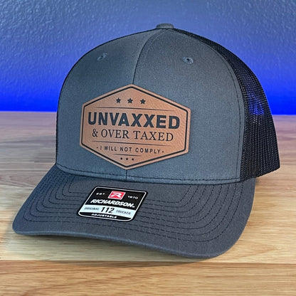 UNVAXXED & OVER TAXED Leather Patch Hat Rawhide Patch Hat