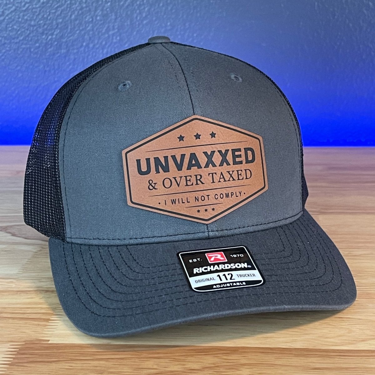 UNVAXXED & OVER TAXED Leather Patch Hat Rawhide Patch Hat