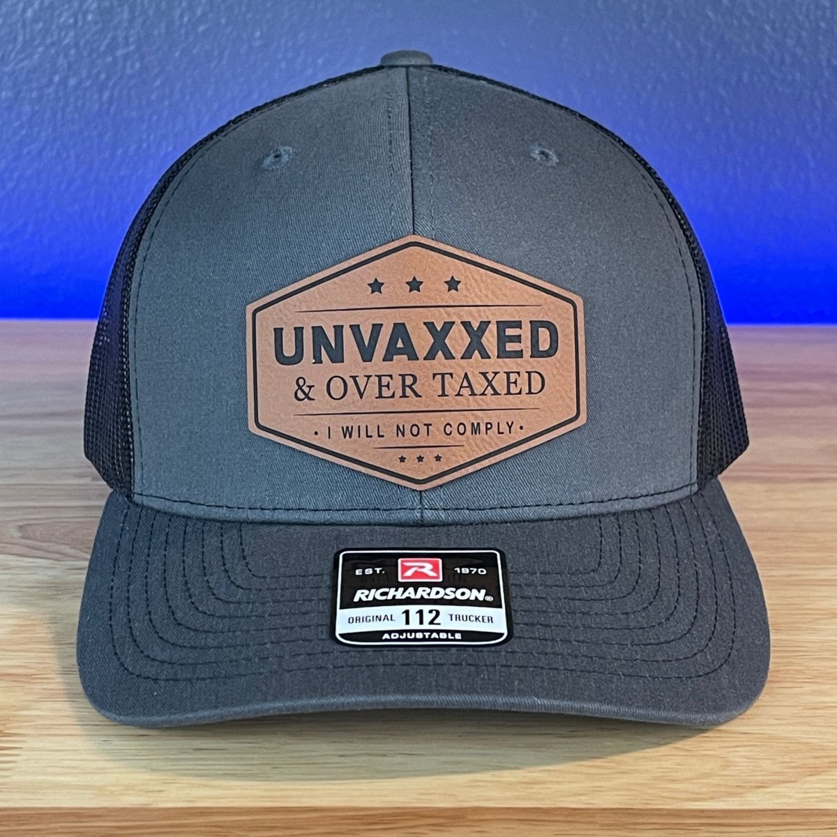 UNVAXXED & OVER TAXED Leather Patch Hat Rawhide Patch Hat