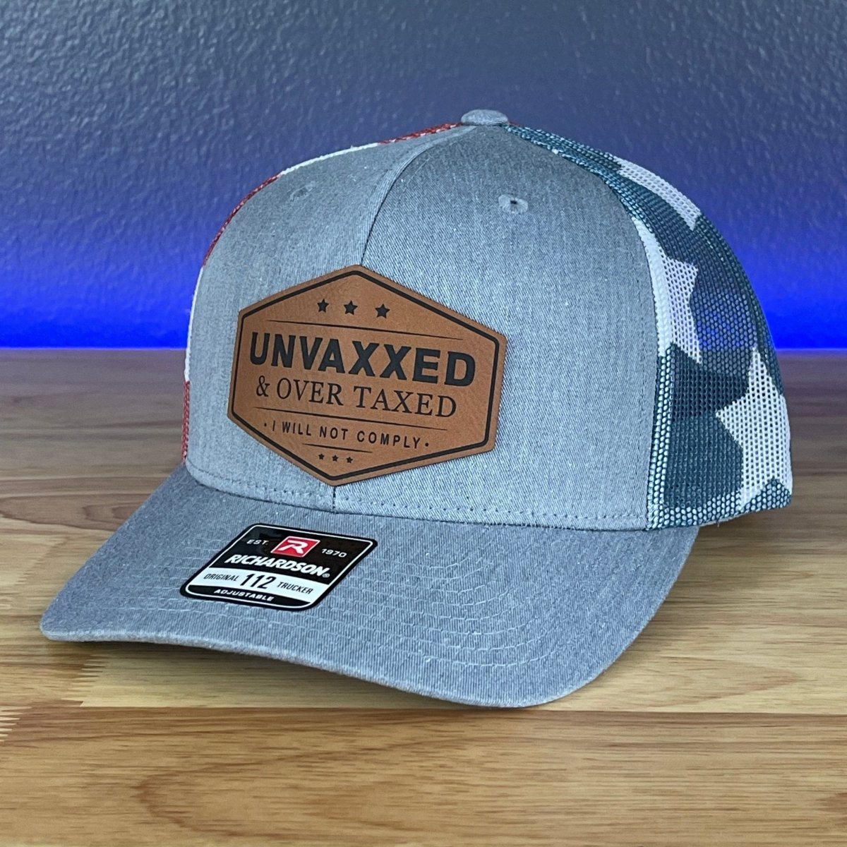 UNVAXXED & OVER TAXED Leather Patch Hat Rawhide Patch Hat