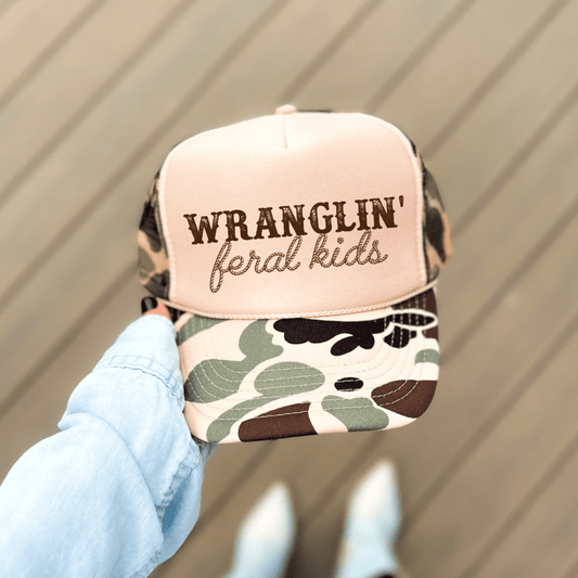 Wranglin' Feral Kids Funny Mom Classic Foam Trucker Hat Trucker Hat