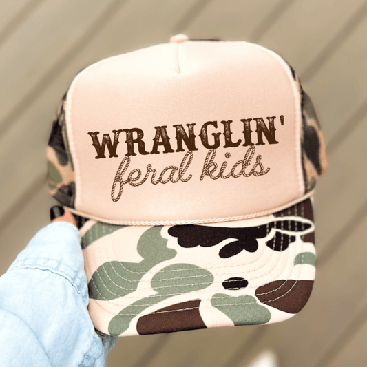 Wranglin' Feral Kids Funny Mom Classic Foam Trucker Hat Trucker Hat