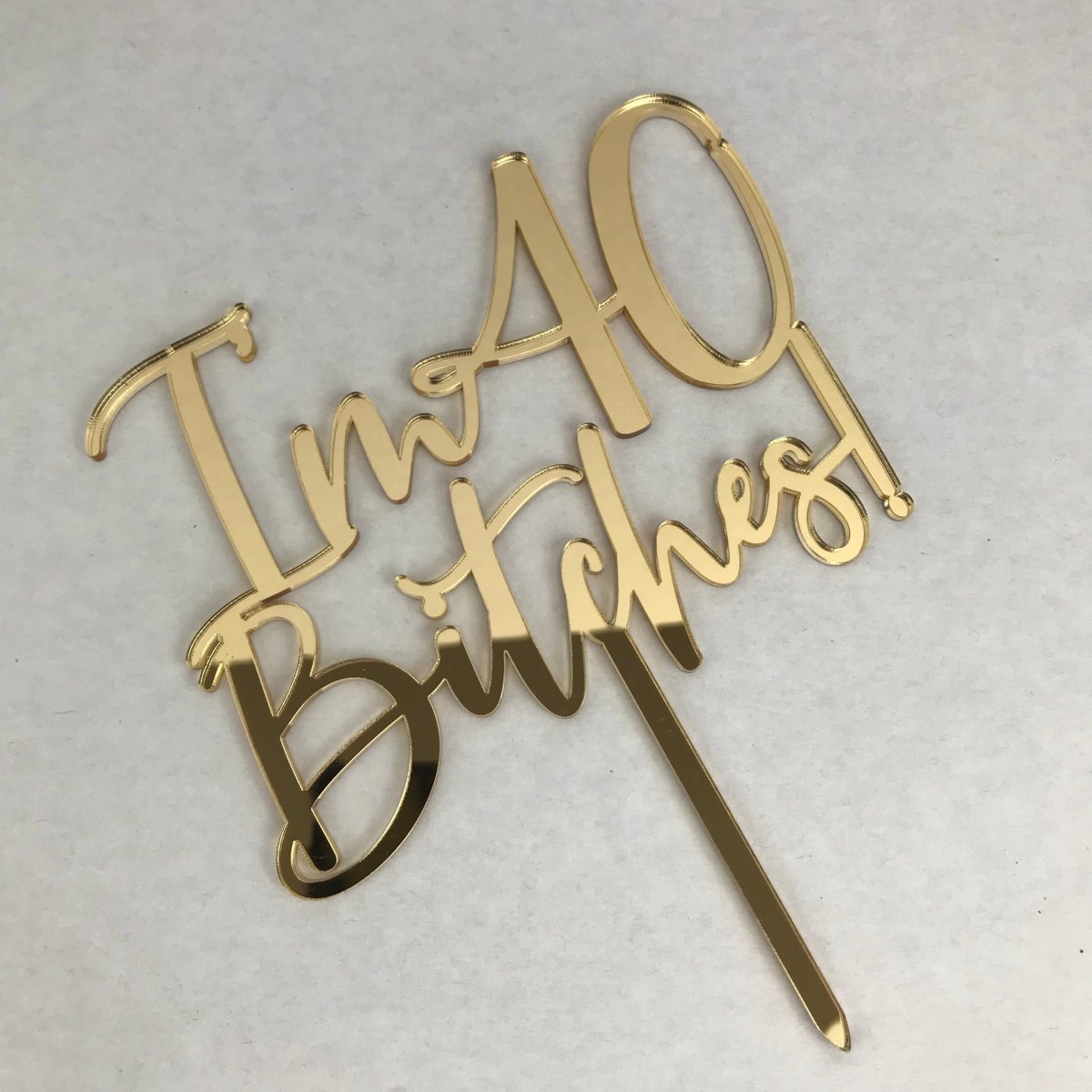 Forty Cake Topper Gold Glitter, Modern Design 40 Birthday, Days