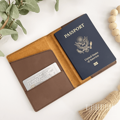 Embossed Monogrammed Leather Passport Holder – Its Personal Stuff