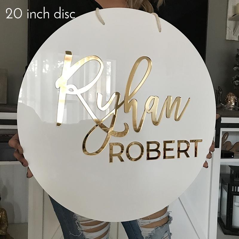 Round 3D Acrylic Name Sign - Baby Shower / Nursery Name Sign Backdrop Wall  Decor Birthday Baby Name Sign – VividEditions